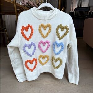 English Factory Multicolored Pom Colorful Heart Women's Sweater